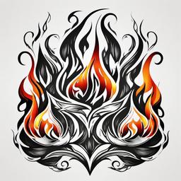 flame tattoo black  simple color tattoo,white background