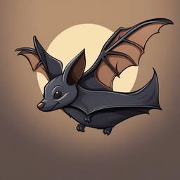 Bat cartoon - small, flying mammal with leathery wings  