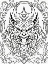 Demon Coloring Pages - Evil Supernatural Being from Hell  minimal black outline printable sheet, coloring page