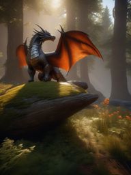 Young dragon forms unlikely friendship with brave knight. unreal engine 4,hyperrealistic,style by Albert Bierstadt