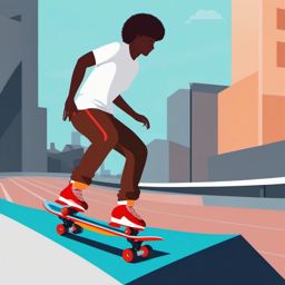 Roller Skater on a Ramp Clipart - A roller skater on a skate ramp.  color vector clipart, minimal style