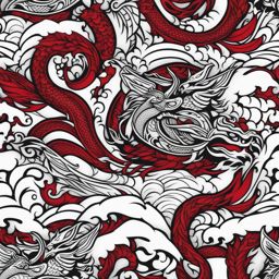 Viking dragon tattoo, Tattoos featuring dragons in the Norse and Viking art style.  color, tattoo style pattern, clean white background