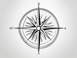 Simple Compass Tattoo Drawing - Simplified drawing of a compass tattoo.  simple vector tattoo,minimalist,white background