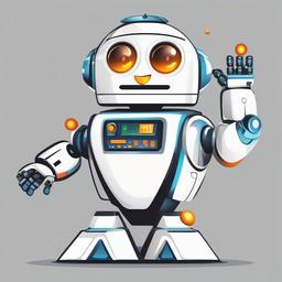 Cartoon robot waving clipart.  vector style illustration, white background