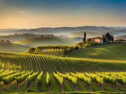 emilia-romagna vineyards - illustrate the beauty of lesser-known vineyards in emilia-romagna, with rows of grapevines stretching to the horizon. 