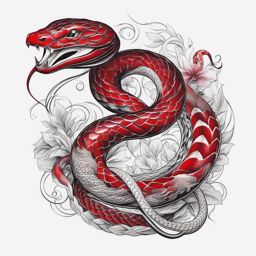 Red snake tattoo, Tattoos featuring red-colored snakes. colors, tattoo patterns, clean white background