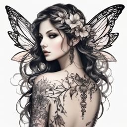 best fairy tattoos  simple color tattoo style,white background