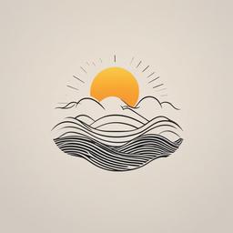 Minimalist Sun and Wave Tattoo - Combines the sun and waves in a minimalist design, symbolizing balance and harmony.  simple tattoo design