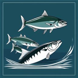 Mackerel Clipart - Mackerel hunting for prey in the open water , minimal, 2d