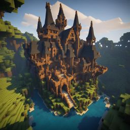 fantasy realm castle with mystical creatures - minecraft house design ideas minecraft block style