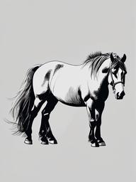 drawing of Shire horse  minimal rough sketch scribbles,doodles,black and white