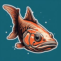 Coelacanth Sticker - A rare coelacanth fish swimming in deep ocean waters, ,vector color sticker art,minimal
