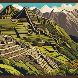 Machu Picchu clipart - Inca citadel in the Andes of Peru, ,color clipart vector style