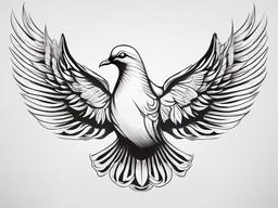 Dove for Tattoo-Beautiful and delicate tattoo design featuring a dove, symbolizing peace and tranquility.  simple color tattoo,white background