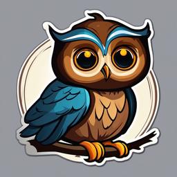 Owl cartoon - wise, nocturnal bird  cartoon sticker style