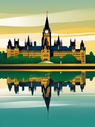 Ottawa clipart - Parliament Hill and Ottawa River, ,color clipart vector style