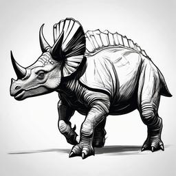 drawing of a Sinoceratops dinosaur  minimal rough sketch scribbles,doodles,black and white