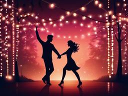 Valentine's Day background - Couple dancing under fairy lights on a Valentine's night  aesthetic background wallpaper