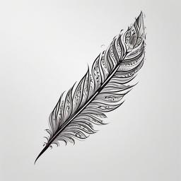Henna Feather - Henna-style temporary tattoo featuring a feather design.  simple vector tattoo,minimalist,white background