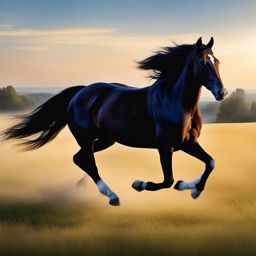 horse clipart,galloping freely in a vast, open field 