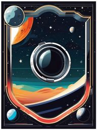 Spaceship Porthole Sticker - Interstellar views, ,vector color sticker art,minimal