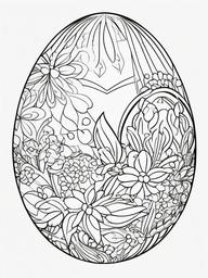 Easter Egg with Festive Decorations Coloring Pages - Eggs Dressed for a Celebration  minimal black outline printable sheet, coloring page