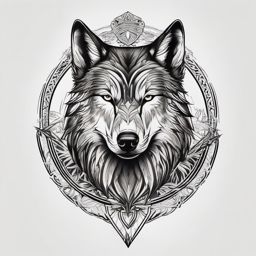 Alpha Wolf Tattoo,tattoo representing the leader of the wolf pack, symbol of authority and strength. , tattoo design, white clean background