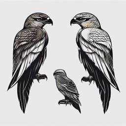 Falcon and horus tattoo  simple color tattoo,minimal,white background