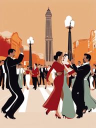 Buenos Aires clipart - Obelisco and Tango dancers in Argentina,  color vector clipart