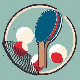 Ping Pong Paddle Clipart - A ping pong paddle and ball in action.  color vector clipart, minimal style