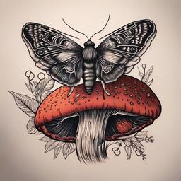 moth and mushroom tattoo  