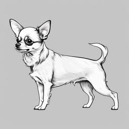 drawing of a Chihuahua dog  minimal rough sketch scribbles,doodles,black and white