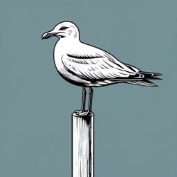 Seagull Perched clipart - Seagull perched on a post, ,vector color clipart,minimal