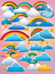 Cloud clipart - clouds with a rainbow appearing  