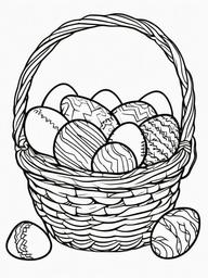 Easter Egg Coloring Pages - Colorful Eggs in a Basket  minimal black outline printable sheet, coloring page