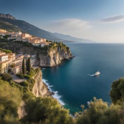 campania's lesser-known coast - create an artwork that captures the lesser-known coastal landscapes of campania, with rugged cliffs and hidden beaches. 