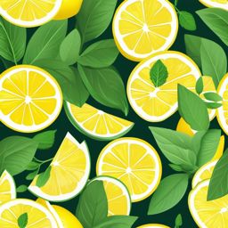 Lemon and Mint Sprigs Clipart - Lemon slices and fresh mint sprigs.  color vector clipart, minimal style