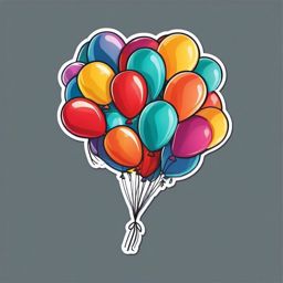 Balloon Release Sticker - Releasing a bunch of festive balloons, ,vector color sticker art,minimal