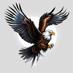 Eagle tattoo, Soaring eagle tattoo, symbol of freedom and determination. , tattoo color art, clean white background