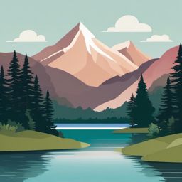 Mountain Lake clipart - A serene mountain lake surrounded by nature., ,vector color clipart,minimal