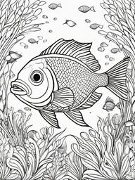 Fish Coloring Pages - Fish in a whimsical underwater carnival  simple coloring pages