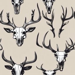 Clean lines form a deer skull, a minimalistic symbol of wildlife.  simple color tattoo style