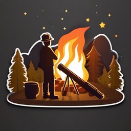 Campfire and Telescope Emoji Sticker - Stargazing by the campfire, , sticker vector art, minimalist design