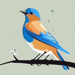 Bluebird Clipart - Bluebird singing a cheerful melody on a sunny day , minimal, 2d