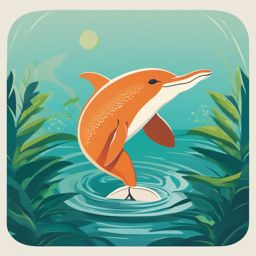 Amazon River Dolphin Clip Art - Amazon river dolphin in the water,  color vector clipart, minimal style