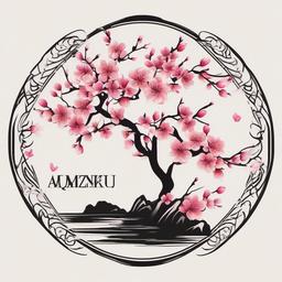 cherry blossom with name tattoos  simple vector color tattoo