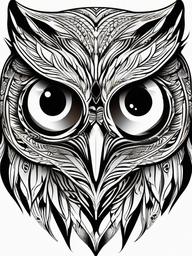 Tattoo Owl Eyes - Showcase the intensity of owl eyes in a captivating tattoo design.  simple color tattoo,vector style,white background