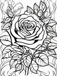 Rose Coloring Pages - Rose with thorns  simple coloring pages