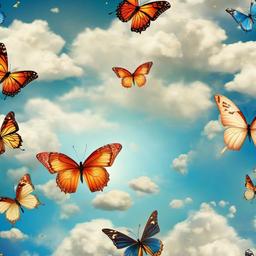 Butterfly Background Wallpaper - clouds and butterflies background  