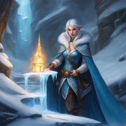 elira frostwhisper, an elf sorcerer, is creating an icy bridge to cross a treacherous chasm. 
